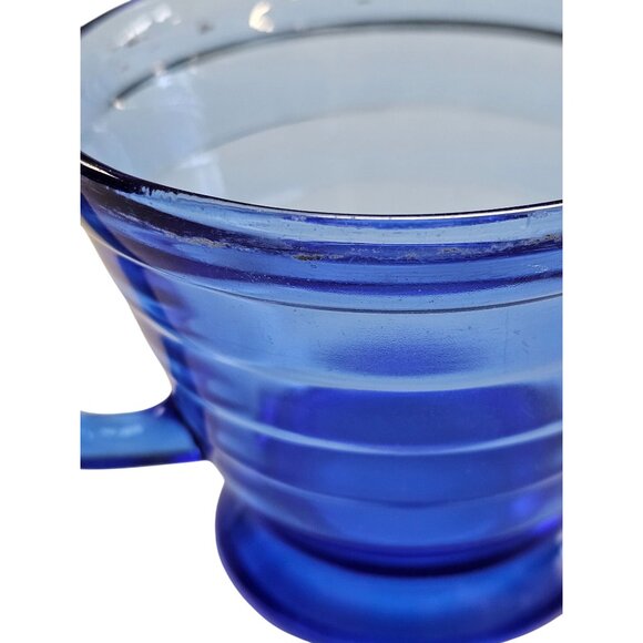 Moderntone Cobalt BLUE Depression Hazel Atlas Glass CREAMER Small Pitcher - Picture 5 of 7